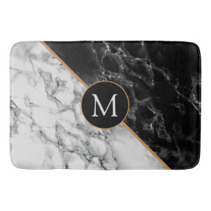 Monogram Bath Mat met zwarte en witte marmer