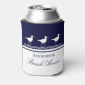 Monogram Beach house marine blue Sandpipers Blikjeskoeler (Blikje Achterkant)