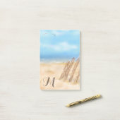 Monogram Beach Scene | Je past je aan Post-it® Notes (Op bureau)
