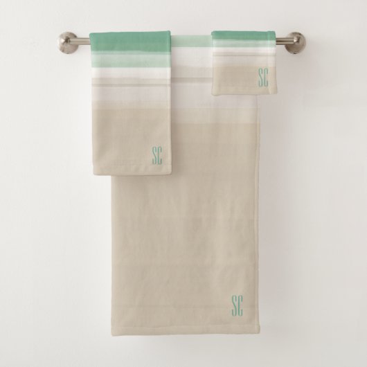 Monogram Beach Watercolor Océan Sable moderne (En situation)