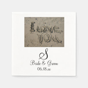 Monogram Beach Weddenschap Bride Groom Names Date Servet