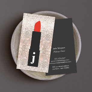 Monogram Beauty Sequin Cute Makeup Artist Lipstick Visitekaartje