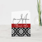 Monogram Bedankkaart Damast Heetrood (Voorkant)