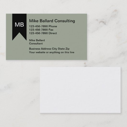 Monogram Bedrijfs Consultant Visitekaartjes (Voorkant / Achterkant)