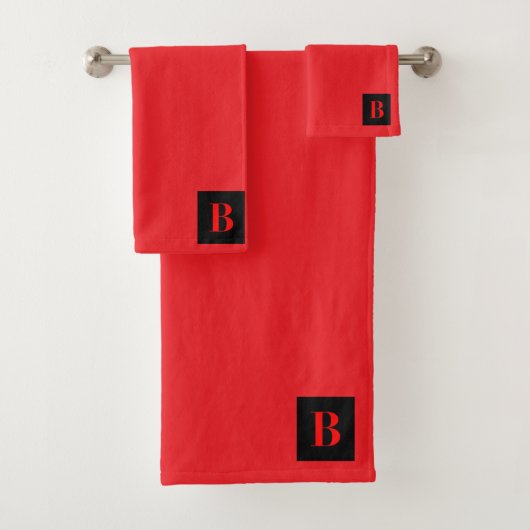 Monogram Beginletter B Rood  Bad Handdoek (Insitu)
