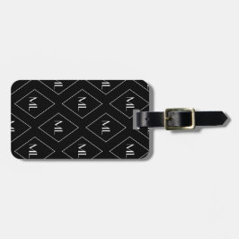 Monogram Beginletters Geometrisch Patroon Zwart Bagagelabel