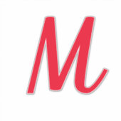 Monogram Beginletters Rood Vet Aangepaste Naam Let Sticker (Voorkant)