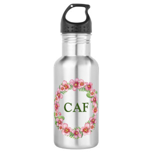 Monogram Beginletters Roze Groen Bloemend Trend Me Waterfles