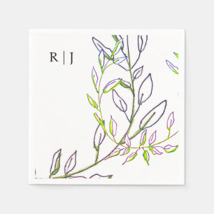 Monogram Beginletters Saliegroen Blad Kunstzinnig Servet
