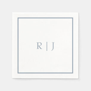 Monogram Beginletters Stofblauw Eenvoudige Trouwda Servet