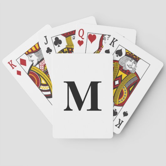 Monogram Beginletters Zwart Wit Aangepaste Naam Ca Pokerkaarten (Achterkant)