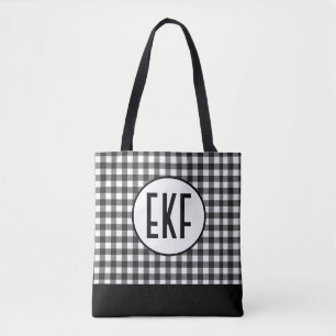 Monogram Beginletters Zwart Wit Geruit Cadeau Voor Draagtas