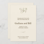 monogram behalve de datum save the date (Voorkant / Achterkant)