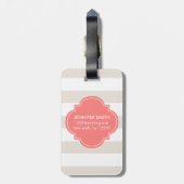 Monogram beige en koraalstrepen bagagelabel (Achterkant verticaal)
