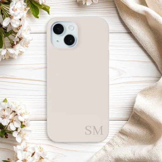 Monogram Beige Minimalistische Initialen Case-Mate iPhone Case