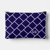 Monogram Beige & Navy Blue Stylish Trellis Pattern Etui (Voorkant)
