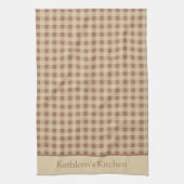 Monogram Beige Roest Buffalo Plaid Rustic Landelij Theedoek (Verticaal)