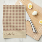 Monogram Beige Roest Buffel Plaid Rustisch Landeli Theedoek (Quarter Fold)