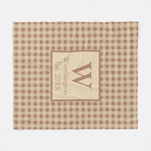 Monogram Beige Rust Buffalo Pset Rustisch Land Fleece Deken (Voorkant (Horizontaal))