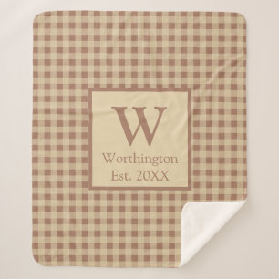 Monogram Beige Rust Buffalo Pset Rustisch Land Sherpa Deken