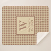 Monogram Beige Rust Buffalo Pset Rustisch Land Sherpa Deken (Voorkant (horizontaal))