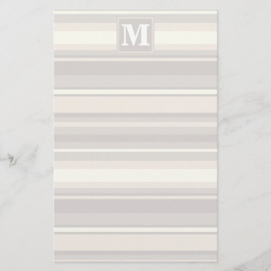 Monogram beige strepen briefpapier (Voorkant)