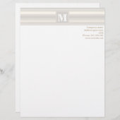 Monogram beige strepen gepersonaliseerd briefhoofd (Voorkant / Achterkant)