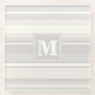 Monogram beige strepen glazen onderzetter