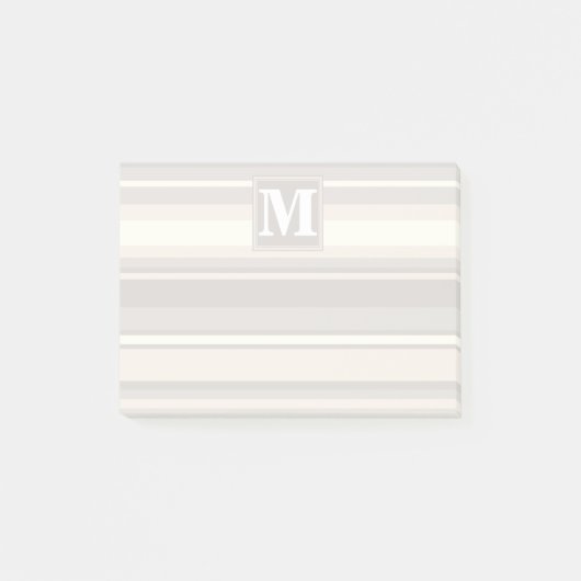 Monogram beige strepen post-it® notes (Voorkant)