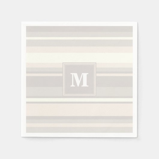 Monogram beige strepen servet (Voorkant)