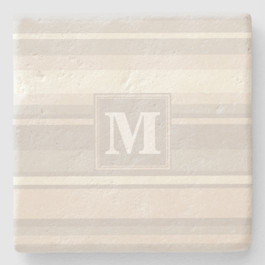 Monogram beige strepen stenen onderzetter (Voorkant)