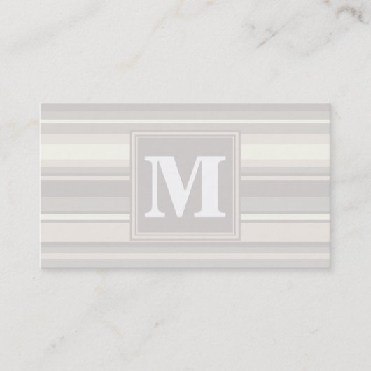 Monogram beige strepen visitekaartje (Voorkant)