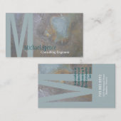 Monogram Beige Turquoise Engineering Visitekaartje (Voorkant / Achterkant)