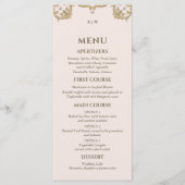 Monogram Beige Victoriaans Vintage Wedding Menu (Voorkant)