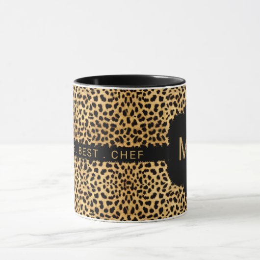 Monogram Best Chef Cheetah Print van World Mok (Midden)