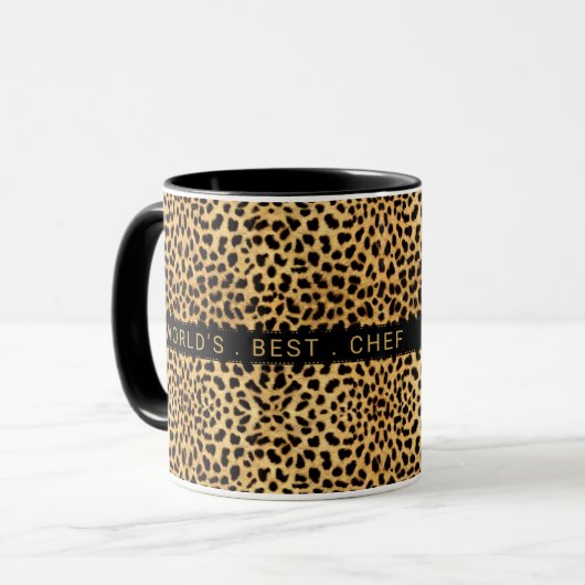 Monogram Best Chef Cheetah Print van World Mok (Voorkant links)