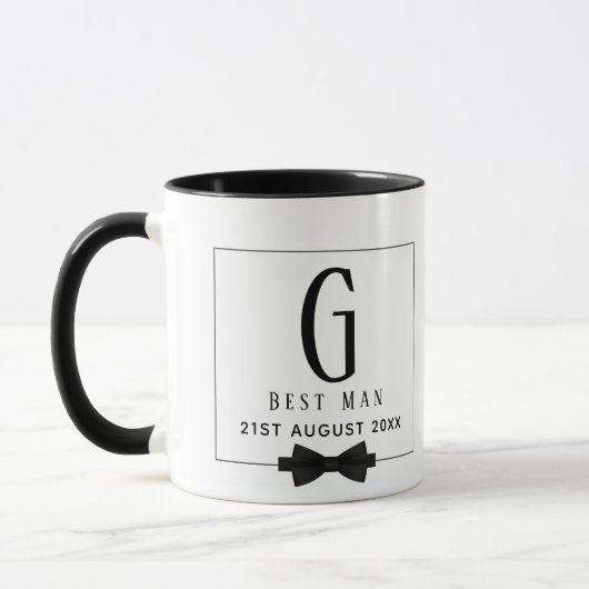 Monogram BEST MAN Bruidsjonker Bruidegom Zwart Mok (Links)