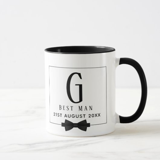 Monogram BEST MAN Groomsmen Groomsman Black Stropd Mok (Rechts)