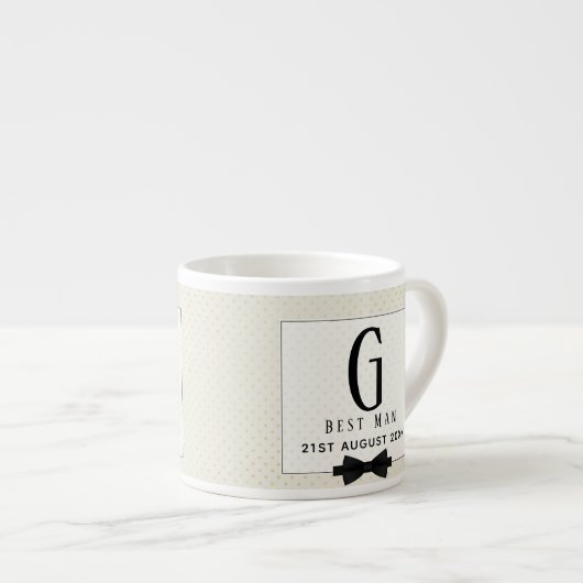 Monogram BEST MAN Groomsmen Groomsman Fleurdelis Espresso Kop (Voorkant rechts)