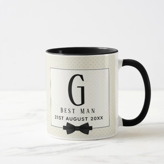 Monogram BEST MAN Groomsmen Groomsman Fleurdelis Mok (Rechts)