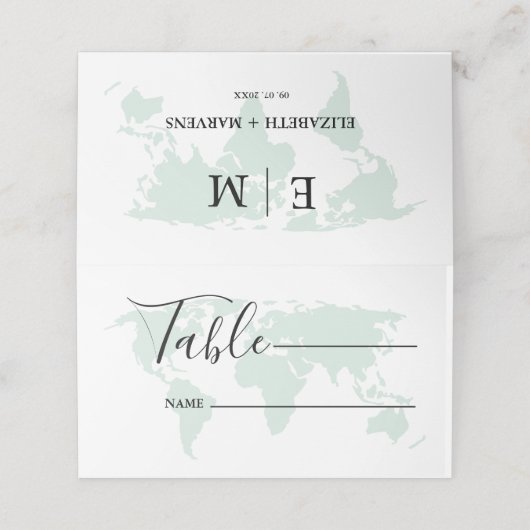 Monogram bestemming reizen thema bruiloft (Buitenkant ongevouwen)