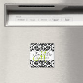 Monogram Bewaar de datum Paisley Magnet Green Magneet (Insitu (Vaatwasser))