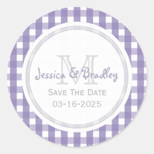 Monogram Bewaar de datum Stickers Gingham PW
