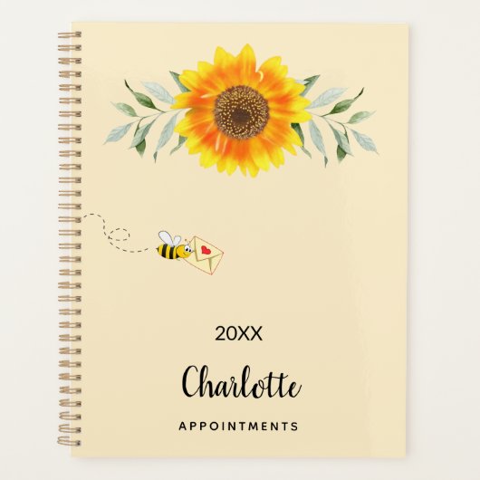 Monogram bij zonnebloem geel 2025 planner (Voorkant)