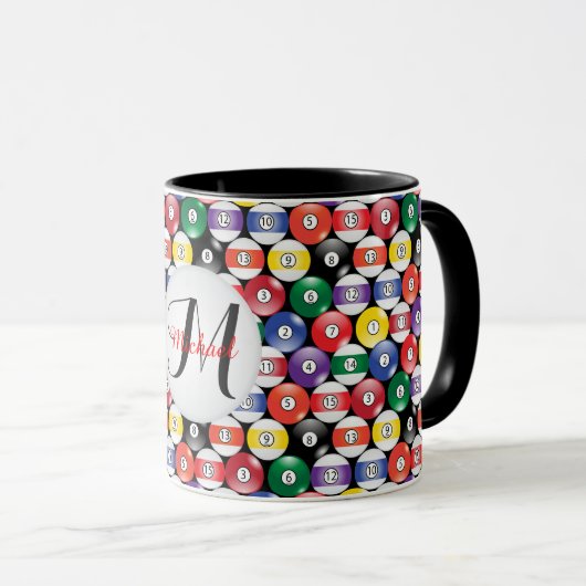 Monogram Billiards Ball Pattern Mok (Voorkant rechts)