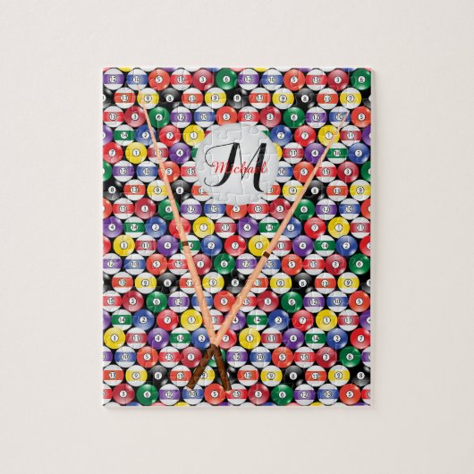 Monogram Billiards Pool Ball Patroon Legpuzzel (Verticaal)