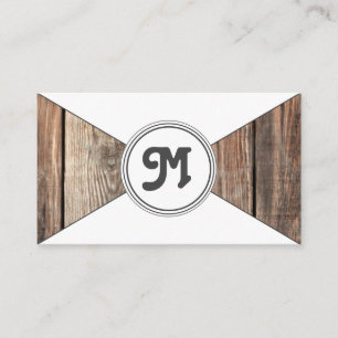 Monogram biologisch hout witte driehoeken visitekaartje
