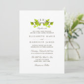 Monogram Birch Tree Branch Wedding Kaart (Staand voorkant)