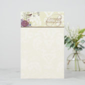 Monogram  Bird Musical Damask Stationery Briefpapier (Staand voorkant)