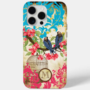 Monogram Birdcage Bird Damask iPhone 15 Pro Max Hoesje